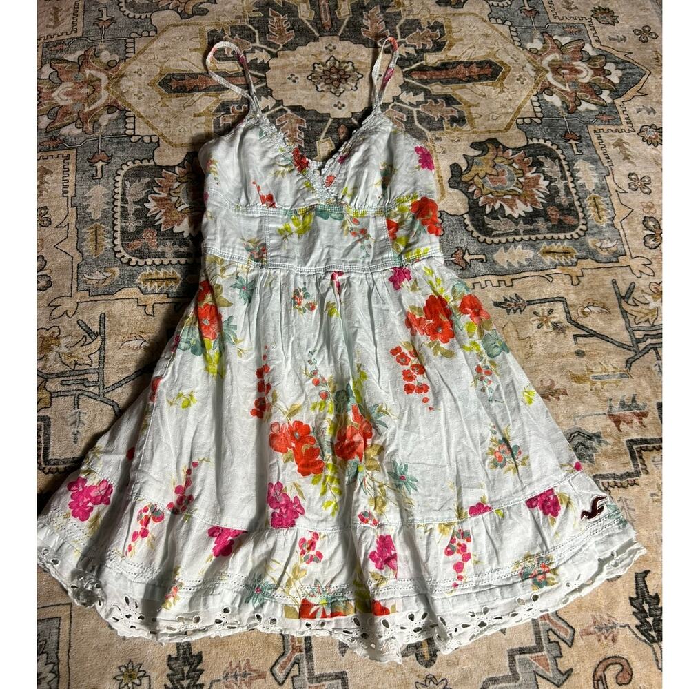 Vintage Hollister Y2k Dress Floral Girly Coquette Surfer Beach Dress Small 2000s